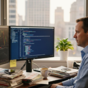 what is algorithmic trading? a 2026 guide for traders 5 trader in corner office viewing algorithm charts